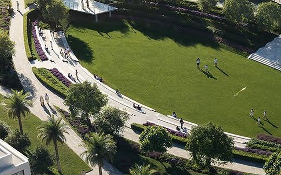 Aerial view over a Dubai masterplan community