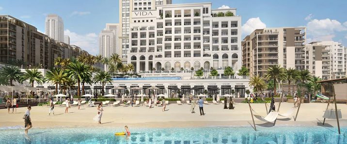 Beachfront retail and commercial frontage in a Dubai masterplan community
